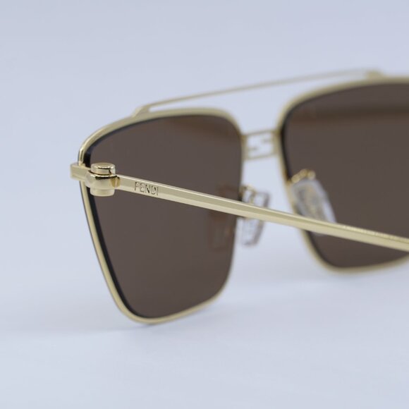 Fendi FE40110U 30L Sunglasses Gold Square Frame, Gold Lenses main image 8